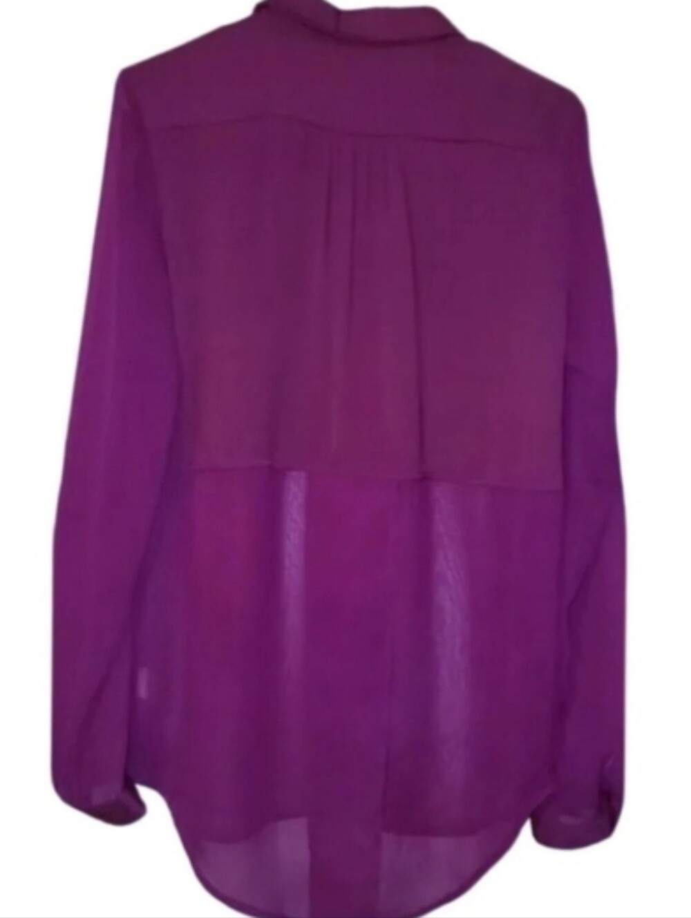 Free People Best Of Both Worlds 1/2 Sheer Fuchsia Button-Up Blouse EUC Sz XS - Picture 7 of 9
